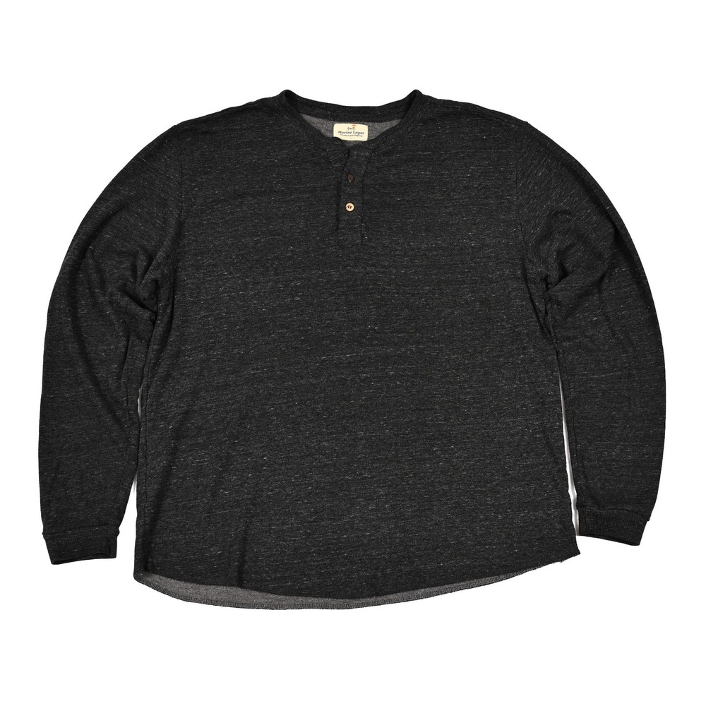 Marine Layer Henley Shirt Mens XL Dark Gray Long Sleeve Tri-Blend Soft Casual